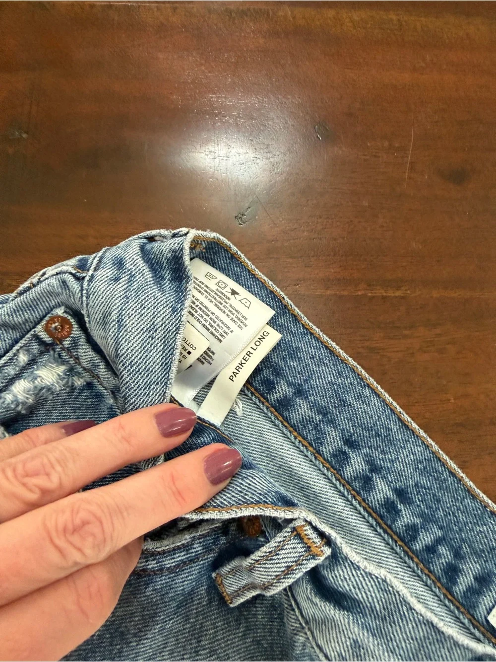 Agolde Parker Long Denim Cutoff Shorts